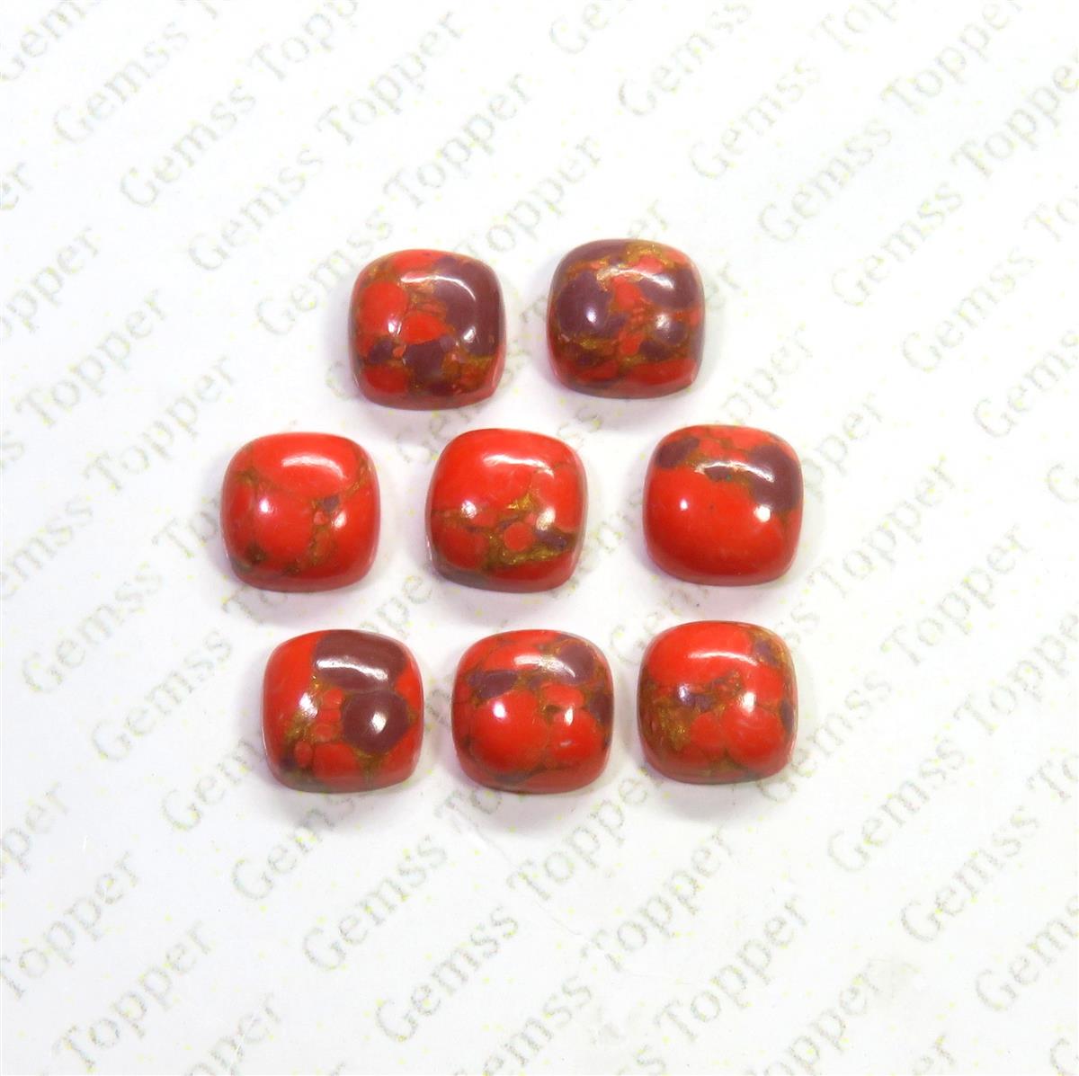 Strawberry Mohave Turquoise 10x10 mm Cushion Cabochon